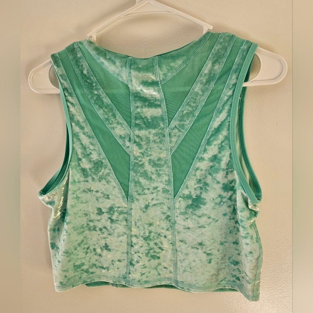 Sea Foam Green Crushed Velvet Women's Tank Top - Picture 5 of 5